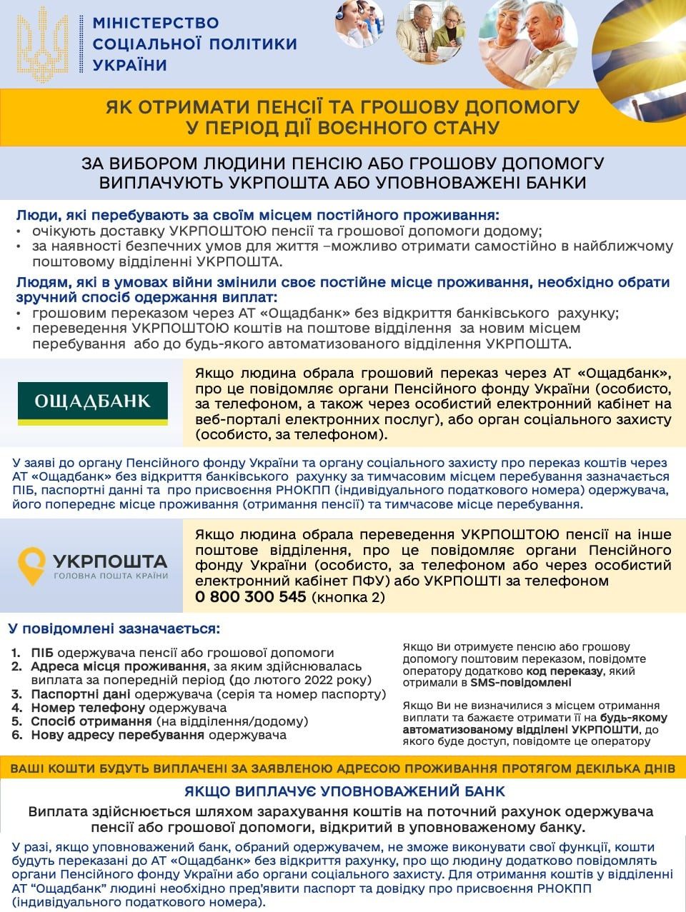 Как получить пенсии и денежную помощь во время военного положения: разъяснение Минсоцполитики